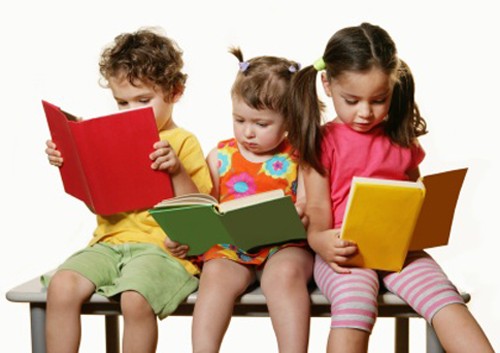 kids reading a book