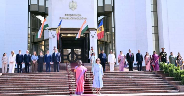 the president arrived in moldova on a three-nation tour