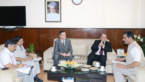 the ambassador of poland in india, mr. piotr klodkowski calling on the minister of state (independent charge) for youth affairs & sports, jitendra singh, in new delhi