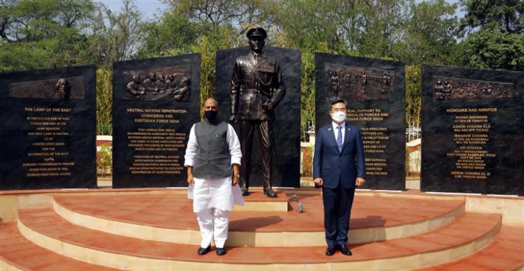 rajnath singh and suh wook jointly inaugurates the india-korea friendship park