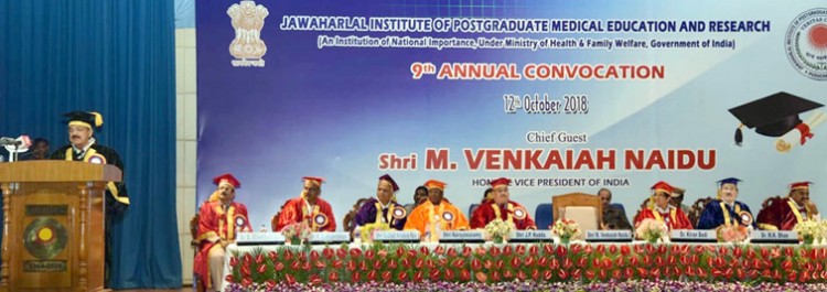 venkaiah naidu addressing at the 9th annual convocation of jipmer
