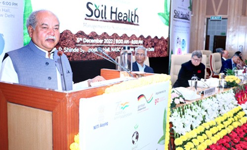 agriculture minister speaking at the national conference on soil health management