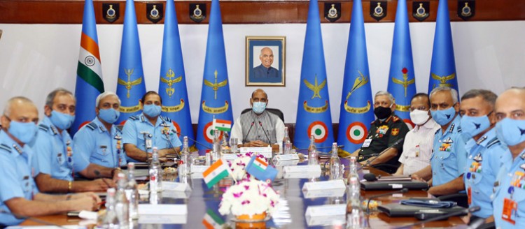 rajnath singh addressing the iaf commanders at the air force commanders' conference