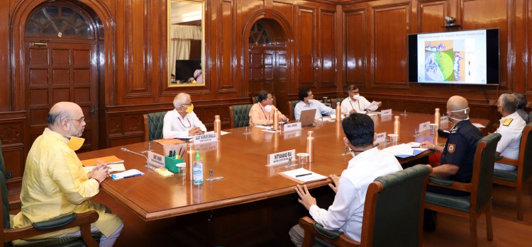 amit shah holding a review meeting with the senior officials of ndma, ndrf, imd