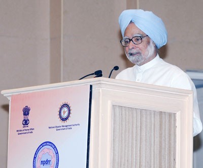 manmohan singh addressing at the first session of national platform for disaster risk reduction