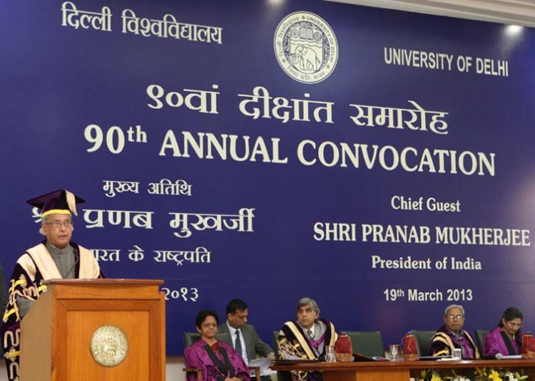 pranab mukherjee addressing at the 90th annual convocation of university