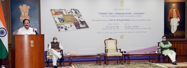 m. venkaiah naidu at the release of the book titled 'connecting, communicating, changing',