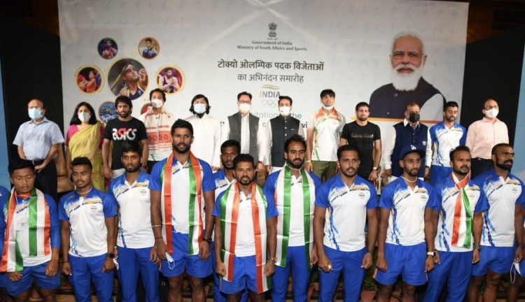 olympic medal winners were felicitated in the capital