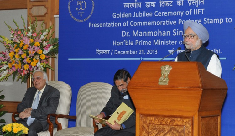 prime ministerm anmohan singh addressing at the golden jubilee ceremony of iift