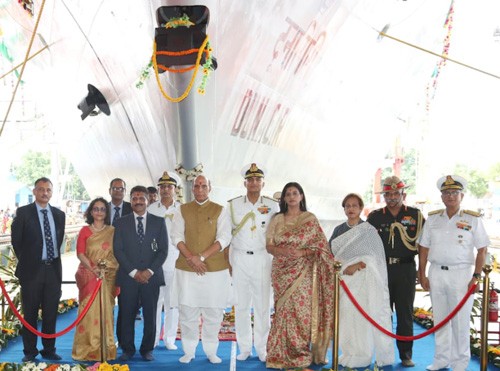 rajnath singh at the launch of the y- 3023 dunagiri,