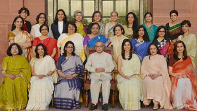 president pranab mukherjee with women in power
