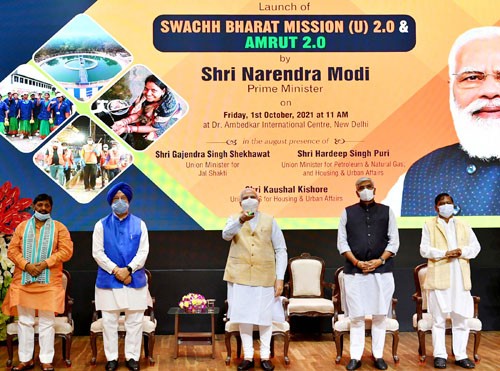 narendra modi launches the swachh bharat mission-urban 2.0 and amrut 2.0,