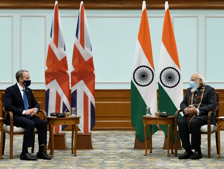 meeting with dominic raab and pm narendra modi
