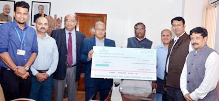 provided check to union minister of health