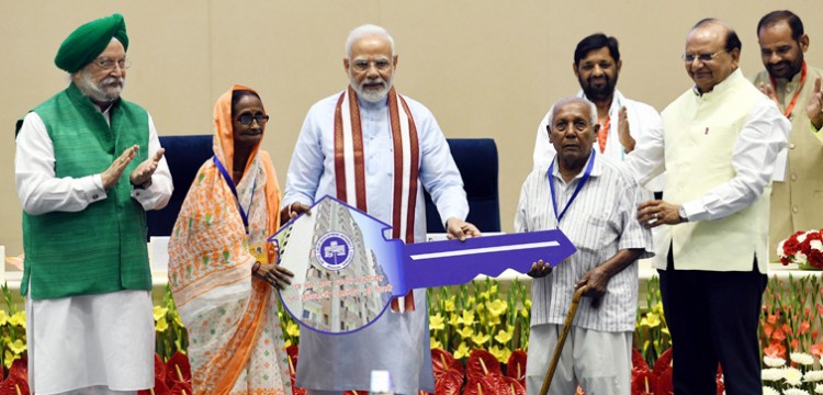 prime minister ceremoniously handed over the keys of the flats to the beneficiaries