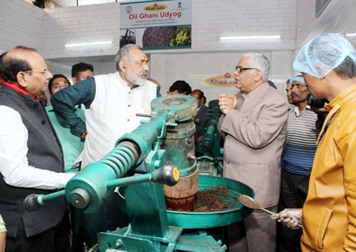 inauguration of mustard oil producing unit in kvic