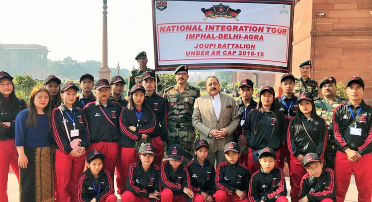 a group of children from manipur with dr. jitendra singh