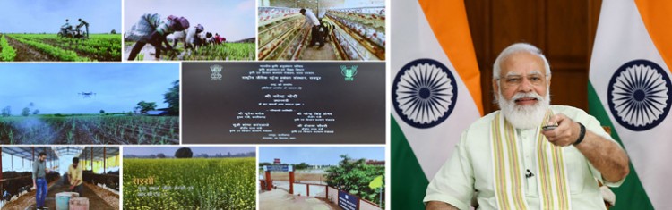 narendra modi addressing at the dedication to the nation 35 crop varieties with special traits