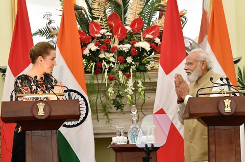 narendra modi and prime minister of denmark at the joint press
