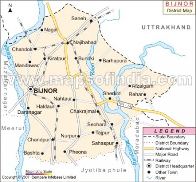 बिजनौर मानचित्र-bijnor map