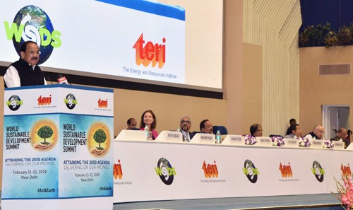 venkaiah naidu addressing the world sustainable development summit 2019