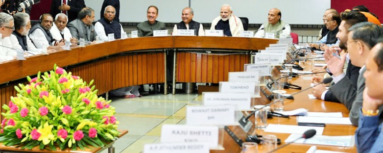 narendra modi at an all party meeting, ahead of the winter session of parliament