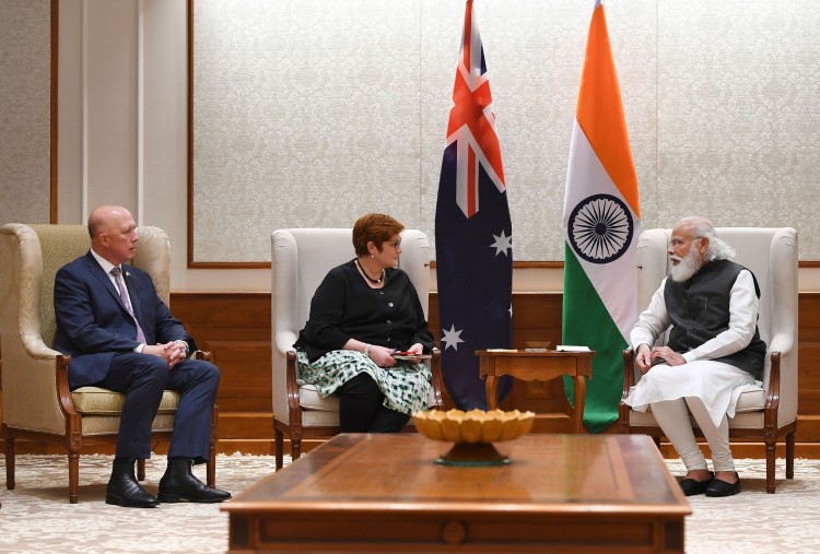minister of australia peter dutton and marise payne meeting the prime minister