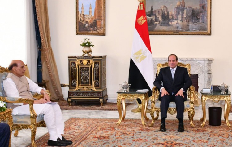 defense minister rajnath singh meets president of egypt
