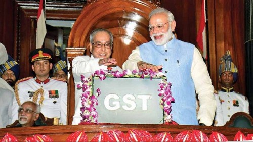 pranab mukherjee and pm narendra modi, launch the gst