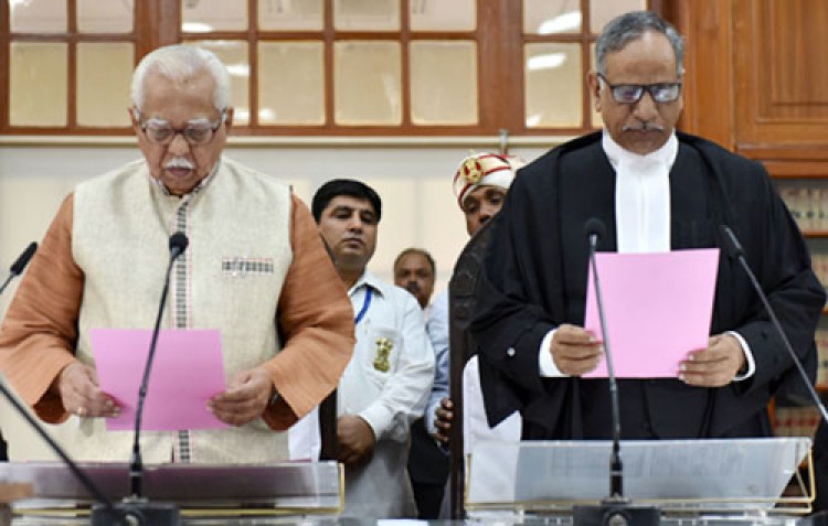 governor administers oath to justice govind mathur