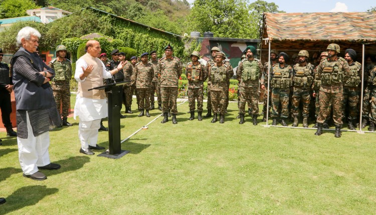 defense minister reached army base camp in rajouri