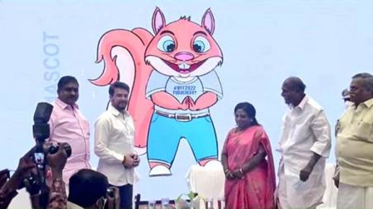 logo and mascot of national youth festival 2022 in puducherry
