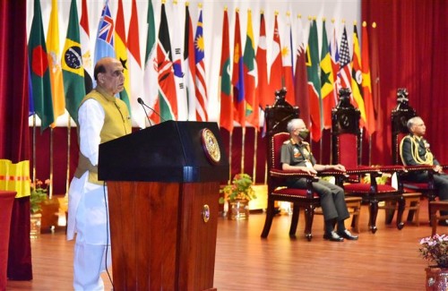 rajnath singh delivering a keynote address at the defence services staff college