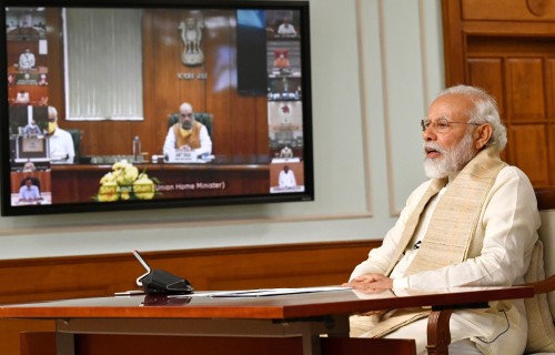 narendra modi holding the second part of interaction with the chief ministers
