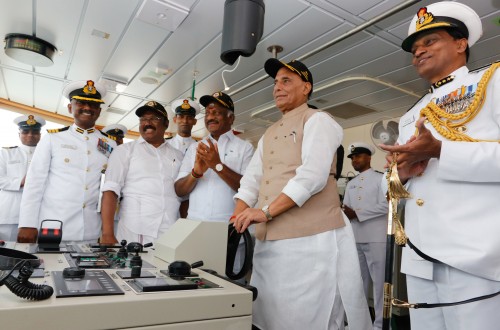 rajnath singh visiting the indian coast guard ship