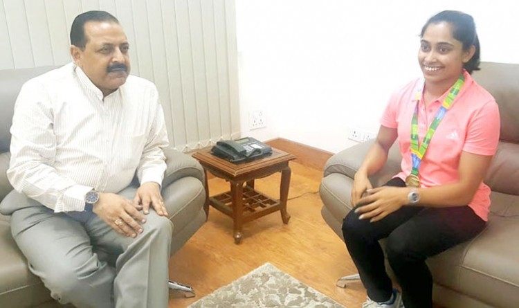 gymnast dipa karmakar meet  minister of state, dr. jitendra singh