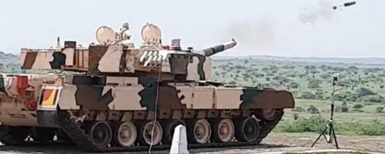 laser-guided anti-tank guided missile successfully test-fired from main battle tank arjun