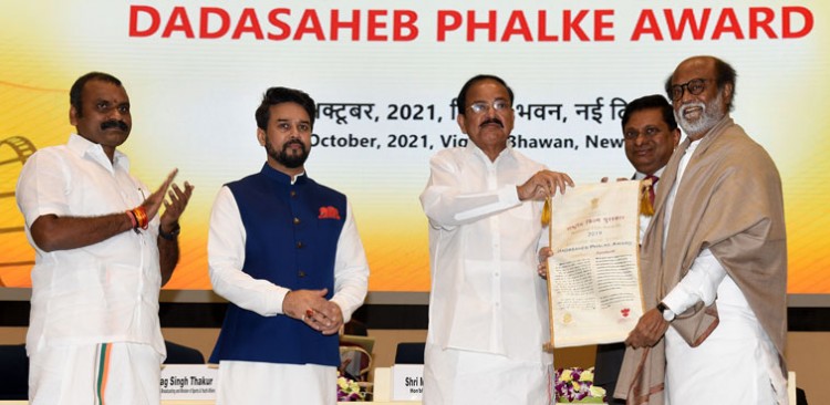 vice president, rajinikanth honored with dadasaheb phalke award