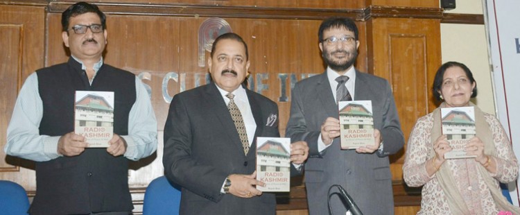 dr. jitendra singh releasing a book titled 'radio kashmir-in times of peace& war'