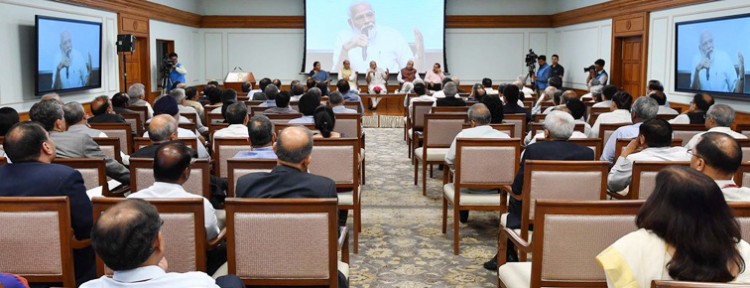 prime minister narendra modi talks with secretaries