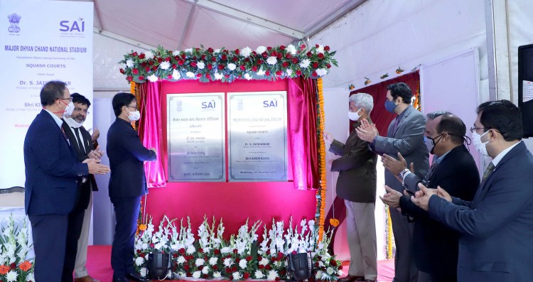 foreign minister and sports minister laid the foundation stone of squash court