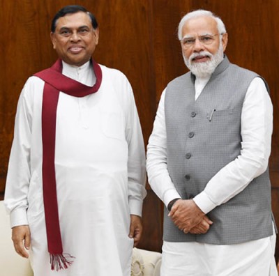 sri lanka's finance minister meets prime minister narendra modi