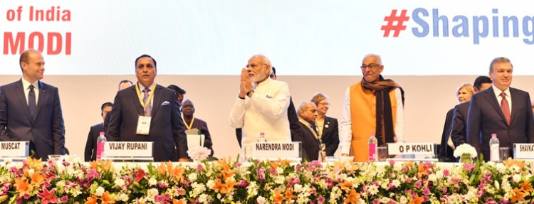 narendra modi at the inaugural session of the 9th vibrant gujarat global summit