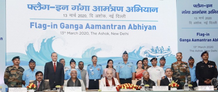 amit shah presiding over the flag-in ceremony of the ganga aamantran abhiyan