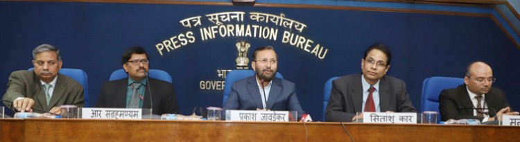 prakash javadekar addressing a press conference on operation digital board