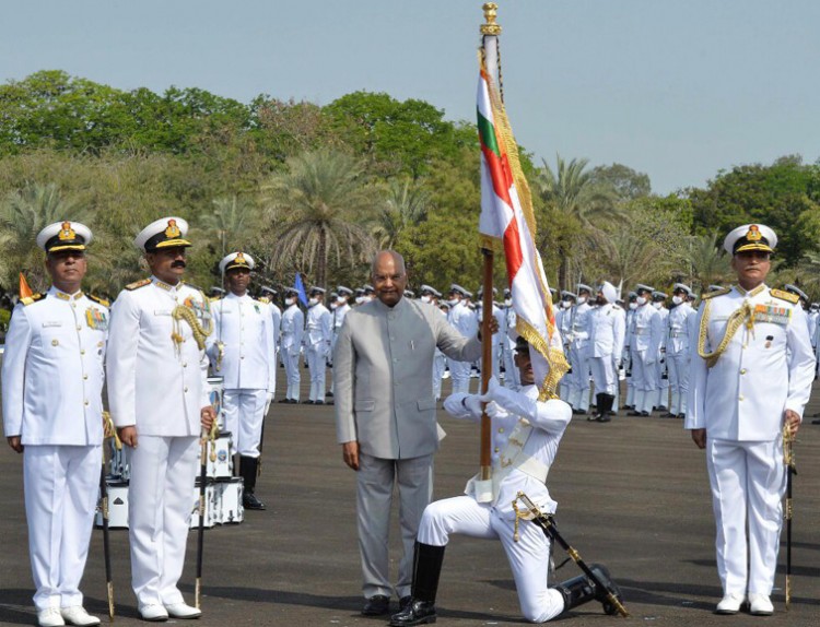 president ram nath kovind presented president's colour to ins valsura