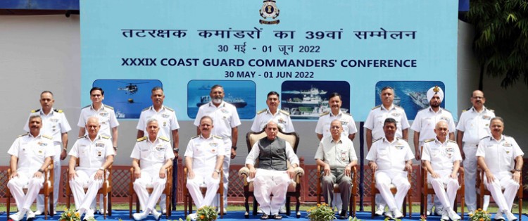 rajnath singh at commanders' conference of the indian coast guard