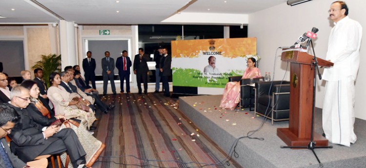 venkaiah naidu addressing the indian community reception, in paris