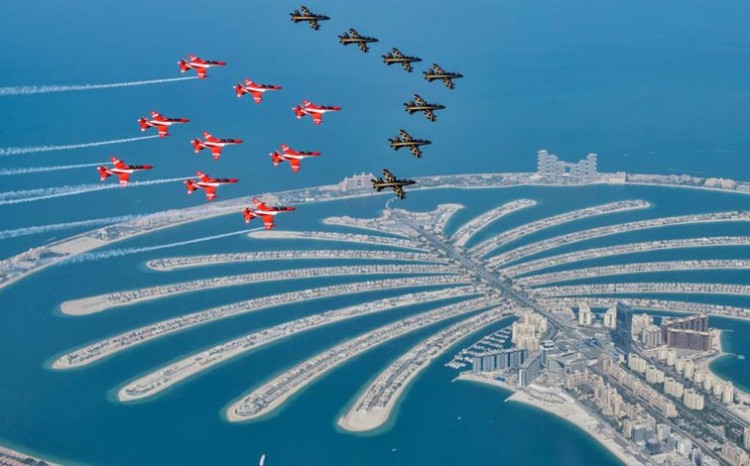attractive fly past at dubai air show