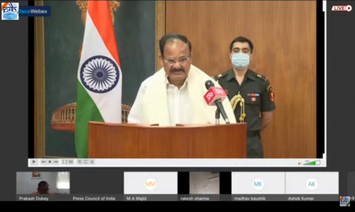 vice president addressed a webinar organized by the press council of india